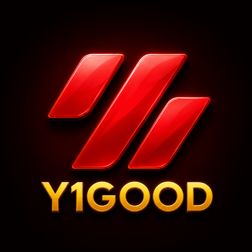 Y1 Good App interface showing gaming features and Y1Good APK download options.